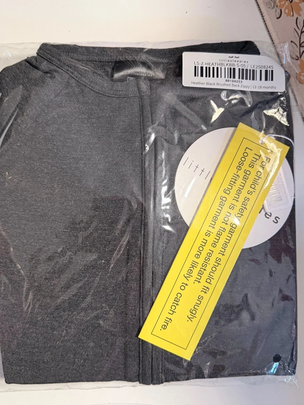 Heather Black Brushed Zippered Baby Romper